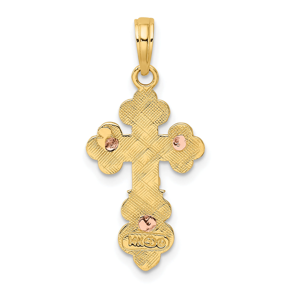 14K Two-Tone Crucifix W/ Scallop Trim Charm-K9056
