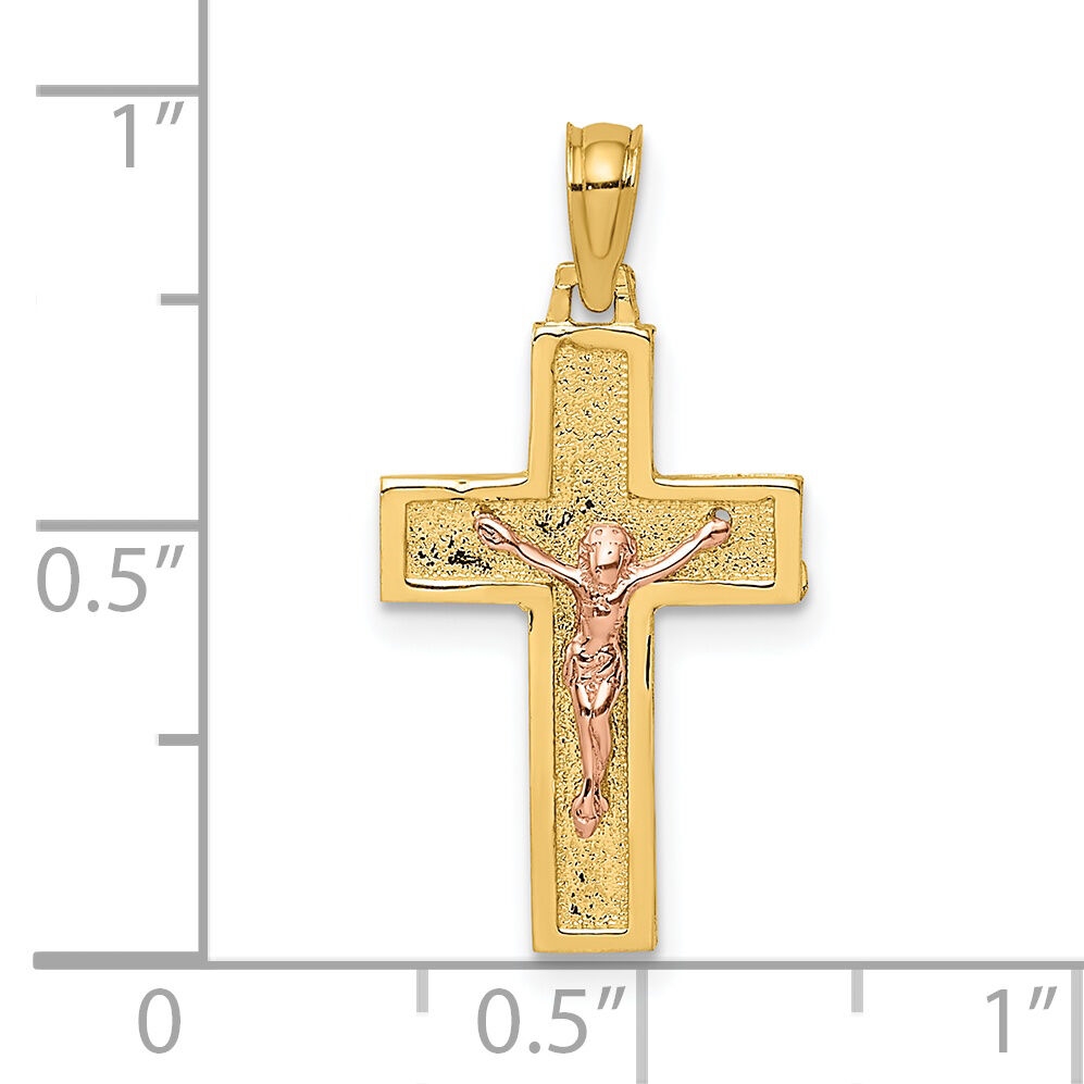 14K Two-Tone Latin Crucifix Charm-K9057
