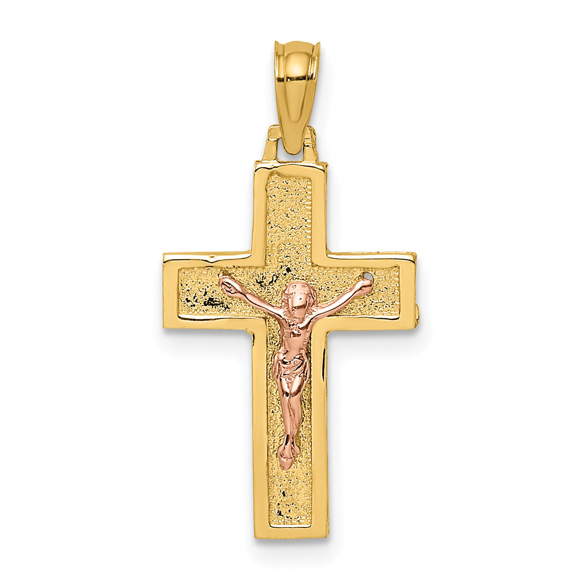 14K Two-Tone Latin Crucifix Charm-K9057