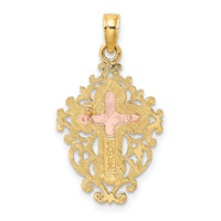 14k Two Tone w/ Lace Trim Crucifix Charm-K9058