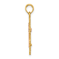 14K Two-Tone w/ Lace Trim Cross Charm-K9059