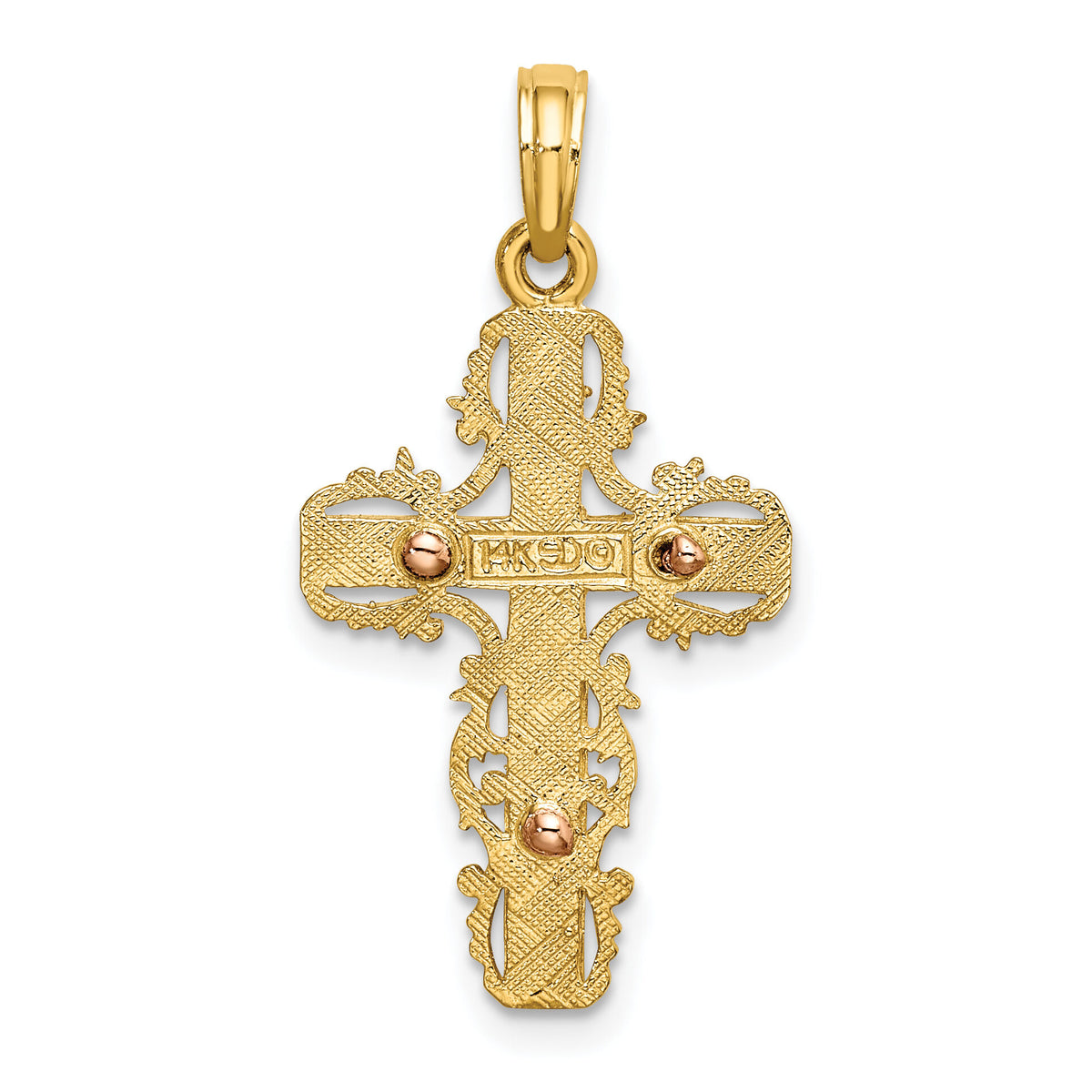 14K Two-Tone w/ Lace Trim Cross Charm-K9059