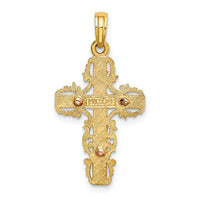 14K Two-Tone w/ Lace Trim Cross Charm-K9059