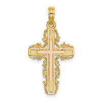 14K Two-Tone w/ Lace Trim Cross Charm-K9059