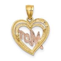 14k Two-Tone MOM Heart Charm-K9060