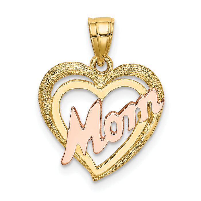14k Two-Tone MOM Heart Charm-K9060