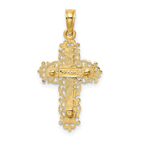 14K Two-Tone Crucifix W/ Lace Trim Charm-K9061