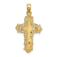 14K Two-Tone Cross w/ Lace Trim Charm-K9062