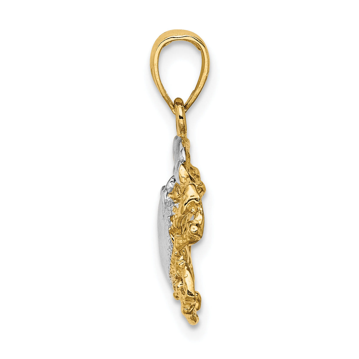 14K with White Rhodium Polished Crab Charm-K9069