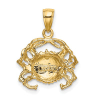 14K with White Rhodium Polished Crab Charm-K9069