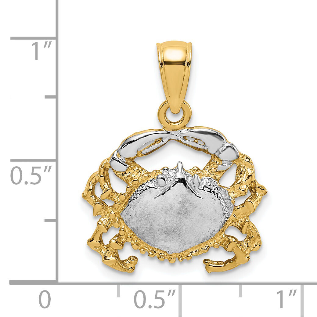 14K with White Rhodium Polished Crab Charm-K9069