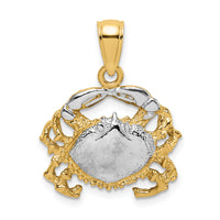 14K with White Rhodium Polished Crab Charm-K9069