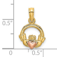14k Two-Tone Claddagh w/ Heart Charm-K9070