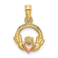 14k Two-Tone Claddagh w/ Heart Charm-K9070