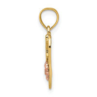 14k Two-Tone w/White Rhodium #1 WIFE In Heart w/Flower Charm-K9071