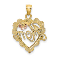 14k Two-tone w/White Rhodium MOM in Heart Charm-K9074