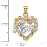 14k Two-tone w/White Rhodium MOM in Heart Charm-K9074