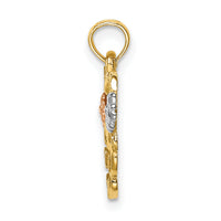 14k Two-tone w/White Rhodium MOM Heart w/Flower Charm-K9075