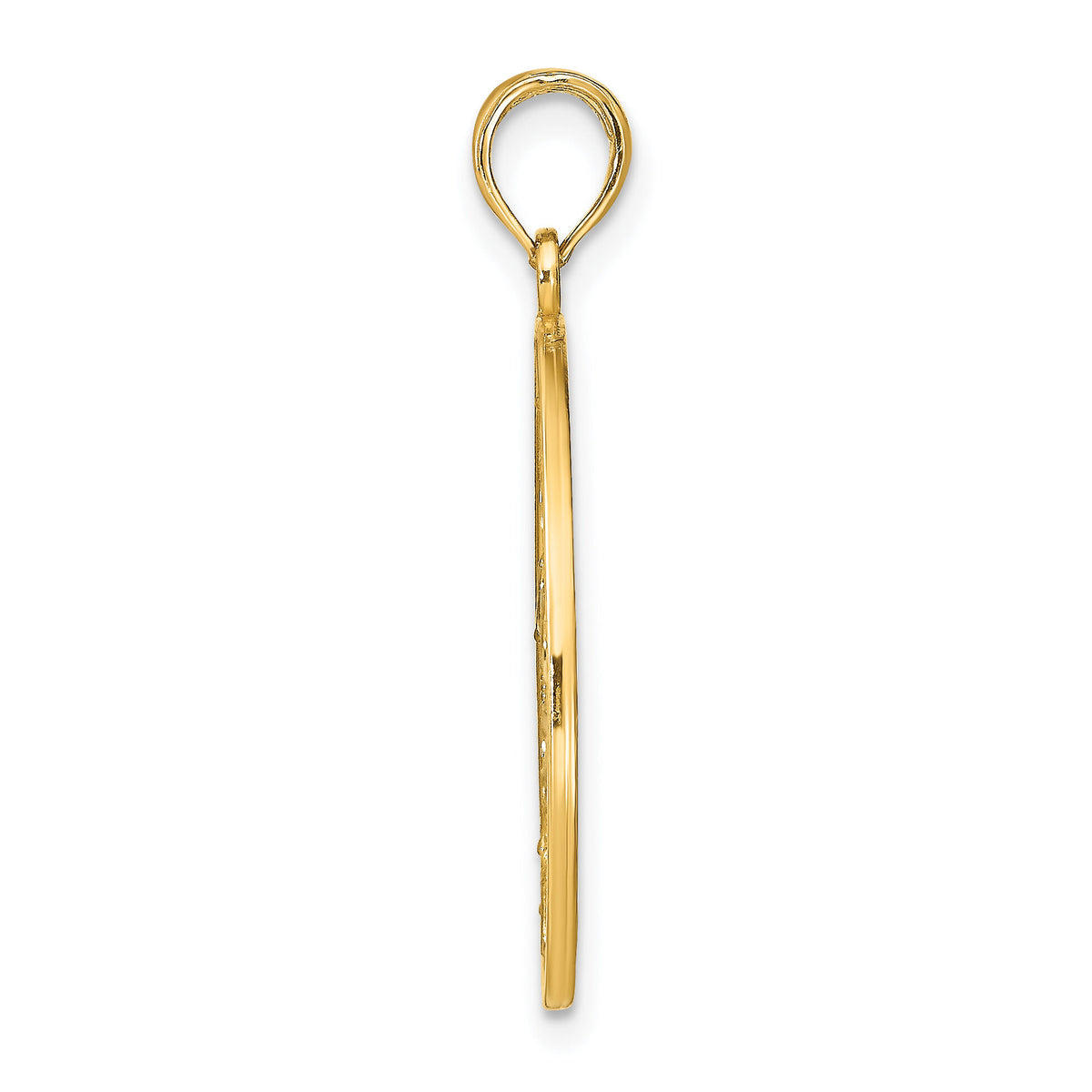 14K w/Rhodium Floral Medallion Pendant Charm-K9076