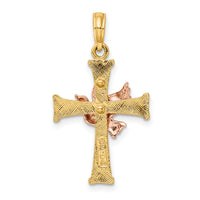 14k Two-tone Textured Finish Cross w/ Dove Charm-K9078