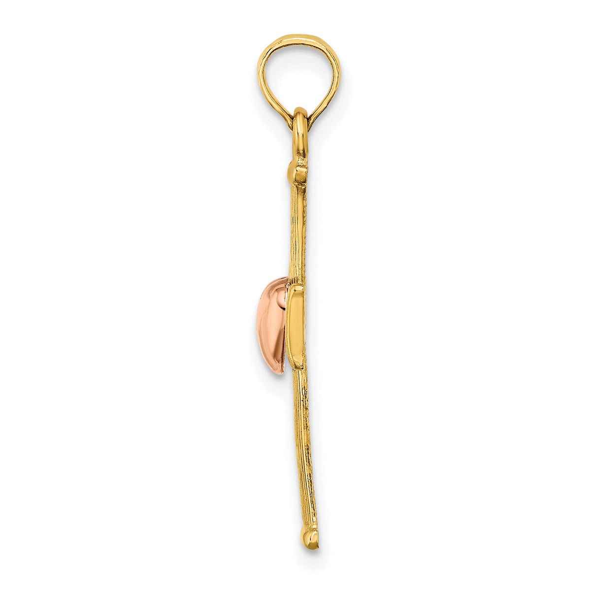 14k Two-Tone Textured Finish Cross w/ Heart Charm-K9079