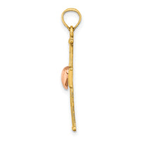 14k Two-Tone Textured Finish Cross w/ Heart Charm-K9079