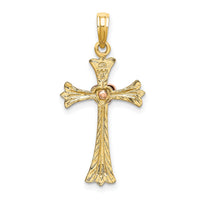 14k Two-Tone Textured Cross w/ Heart Charm-K9080