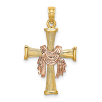 14l Two-Tone Textured Finish Cross w/ Drape Charm-K9081