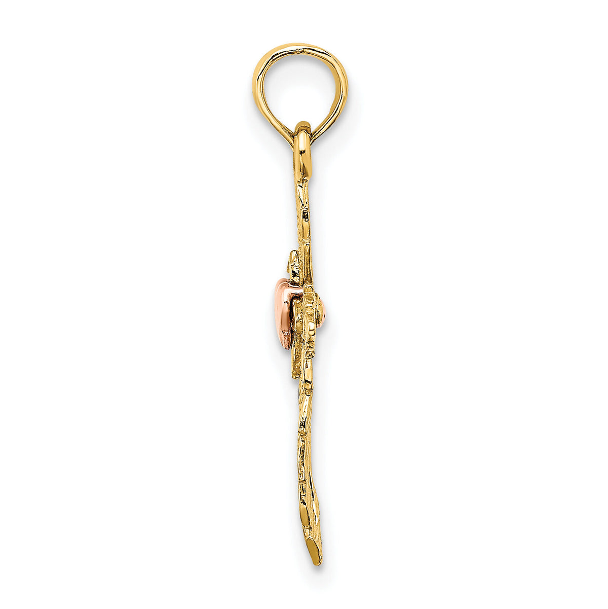 14k Two-Tone Cross w/ Heart Charm-K9086