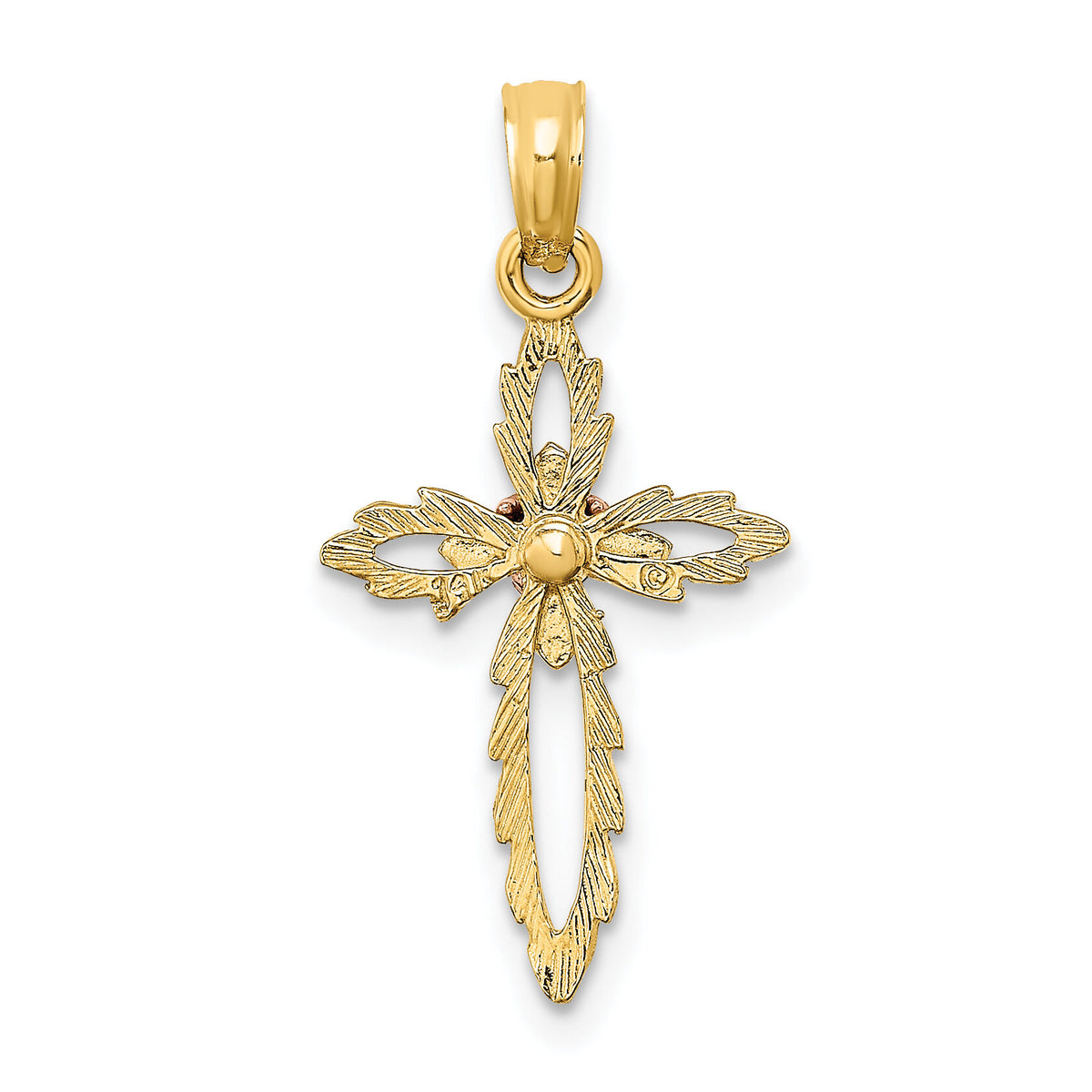 14k Two-Tone Cross w/ Heart Charm-K9086