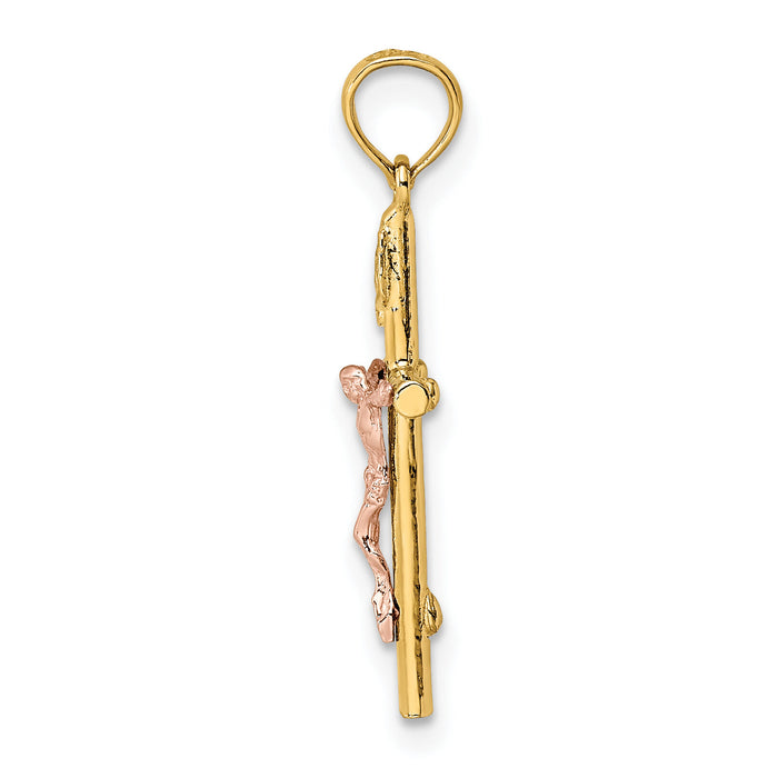 14k Two-Tone Cross Crucifix Charm-K9087