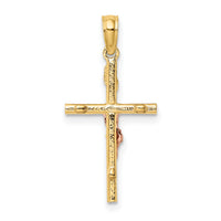 14k Two-Tone Cross Crucifix Charm-K9087