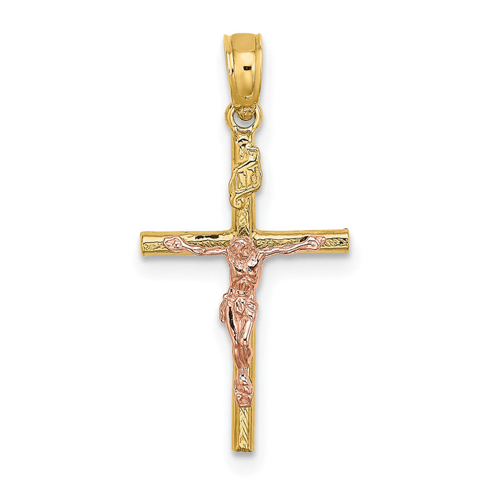 14k Two-Tone Cross Crucifix Charm-K9087