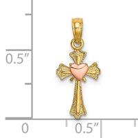 14k Two-Tone Cross w/ Heart Charm-K9088