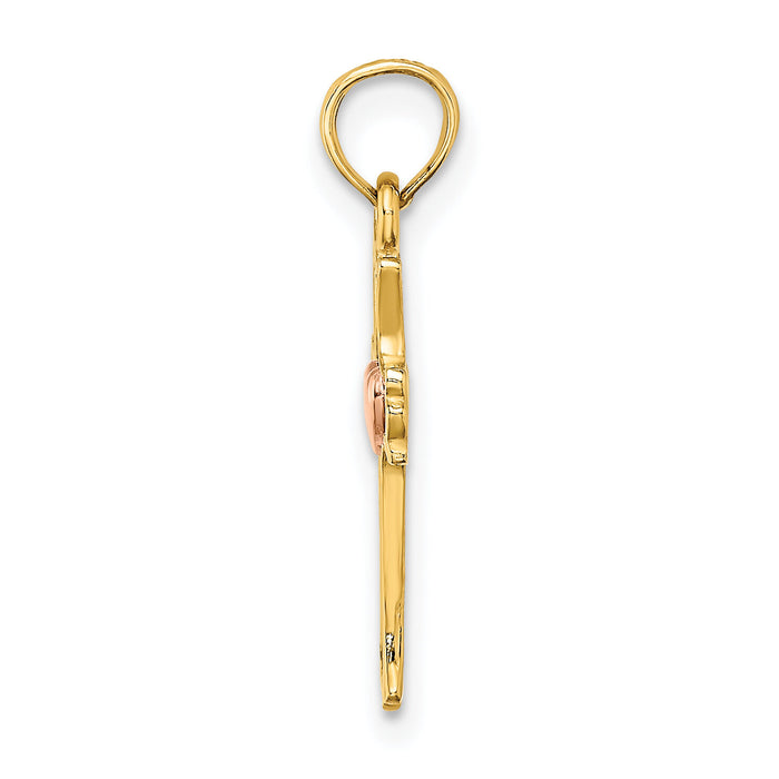 14k Two-Tone w/ Heart In Cross Charm-K9089