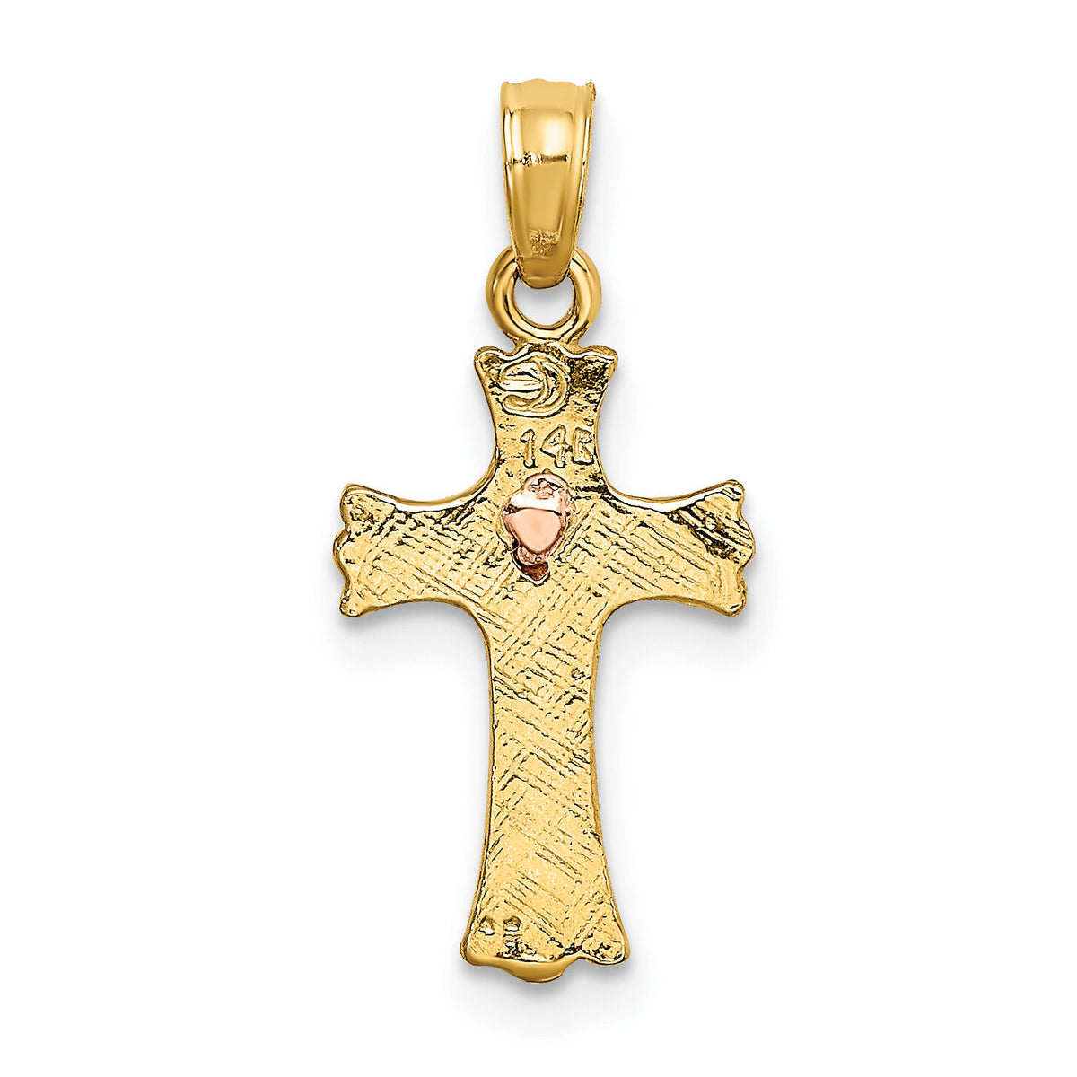 14k Two-Tone w/ Heart In Cross Charm-K9089