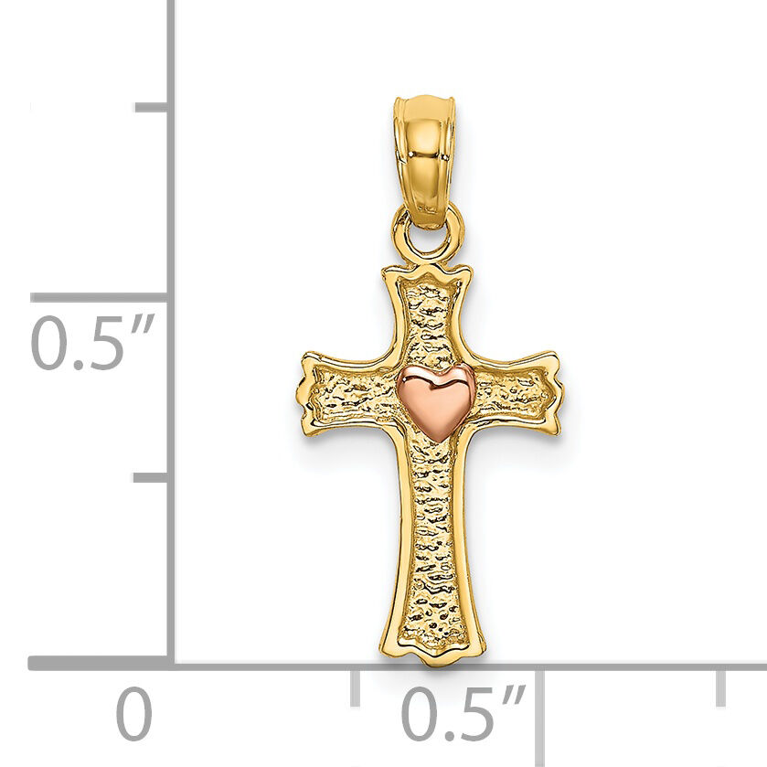 14k Two-Tone w/ Heart In Cross Charm-K9089