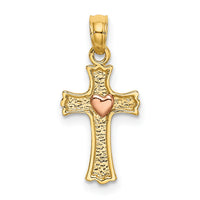 14k Two-Tone w/ Heart In Cross Charm-K9089