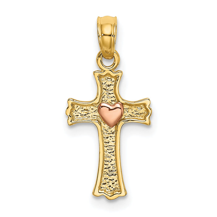 14k Two-Tone w/ Heart In Cross Charm-K9089