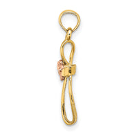 14k Two-Tone Twisted Cross w/ Flower Charm-K9091