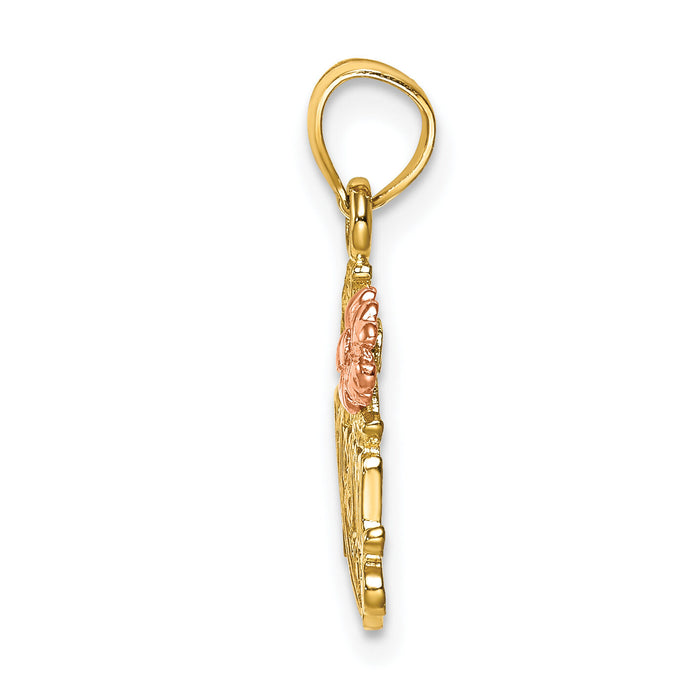 14k Two-Tone #1 MOM w/ Flower Charm-K9093
