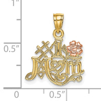 14k Two-Tone #1 MOM w/ Flower Charm-K9093