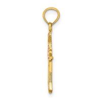 14k Two-Tone Cross w/ Flower Charm-K9094