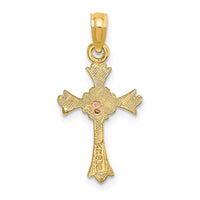 14k Two-Tone Cross w/ Flower Charm-K9094