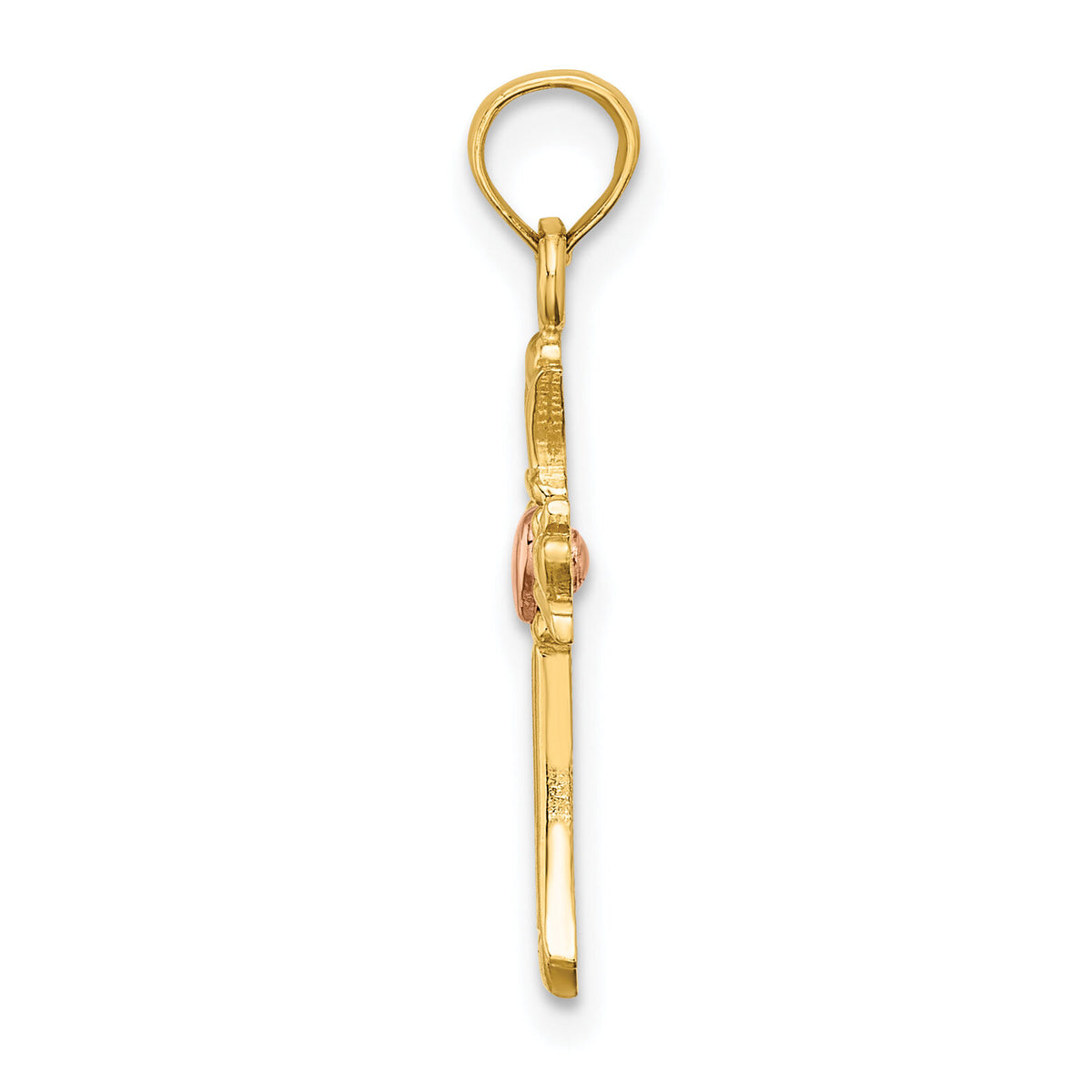 14k Two-Tone Cross w/ Heart Charm-K9095