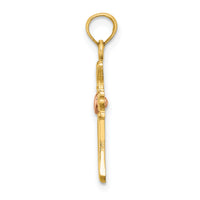 14k Two-Tone Cross w/ Heart Charm-K9095