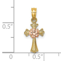 14k Two-Tone Cross w/ Small Flower Charm-K9097