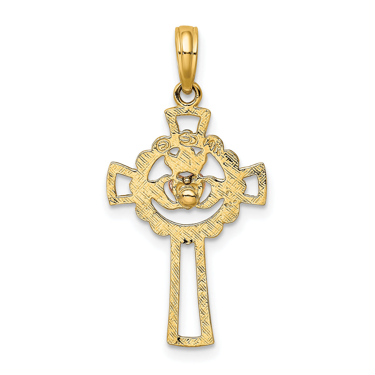 14K Two-Tone Claddagh Cross Charm-K9100