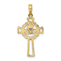 14K Two-Tone Claddagh Cross Charm-K9100