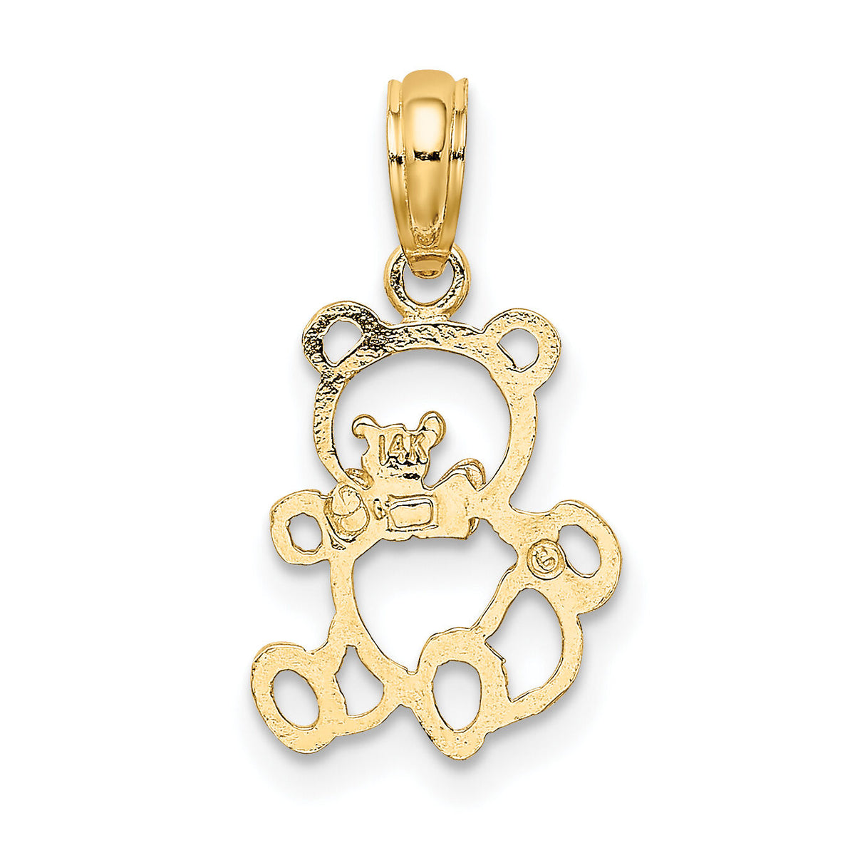 14k Two-Tone Cut-out Teddy Bear w/ Bow Tie Charm-K9101